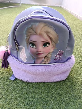 Mochila Frozen Elsa Peluche Lila