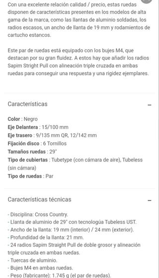 Ruedas MTB 29 Easton EA70 XC