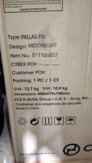 Silla coche Cybex hasta 36kg alta gama. Isofix.