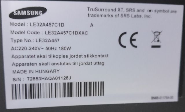 TV Samsung LE32A457C10 Negro