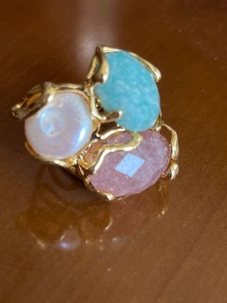 Anillo Perla y Piedras Semipreciosas