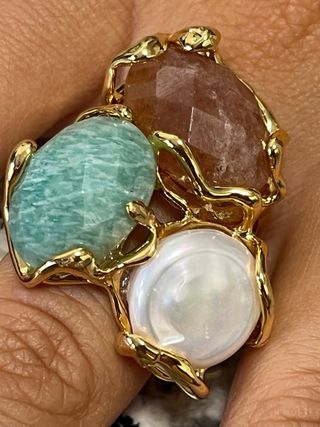 Anillo Perla y Piedras Semipreciosas