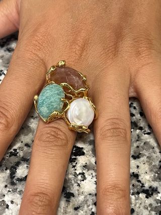 Anillo Perla y Piedras Semipreciosas