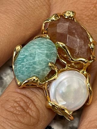 Anillo Perla y Piedras Semipreciosas