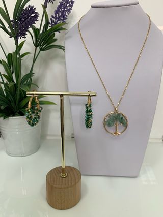 Conjunto Collar y Pendientes Acero Dorado
