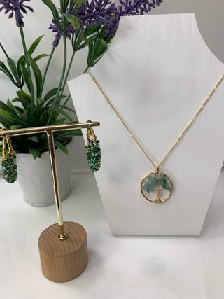 Conjunto Collar y Pendientes Acero Dorado