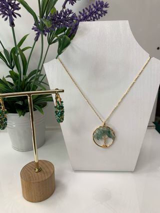Conjunto Collar y Pendientes Acero Dorado