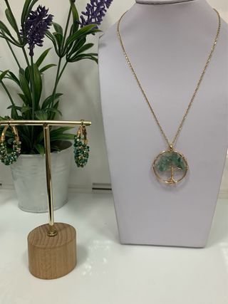 Conjunto Collar y Pendientes Acero Dorado