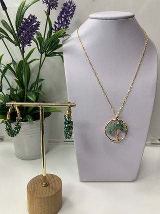 Conjunto Collar y Pendientes Acero Dorado