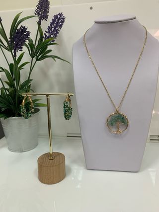 Conjunto Collar y Pendientes Acero Dorado
