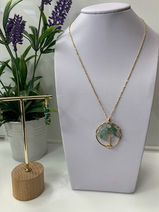 Conjunto Collar y Pendientes Acero Dorado