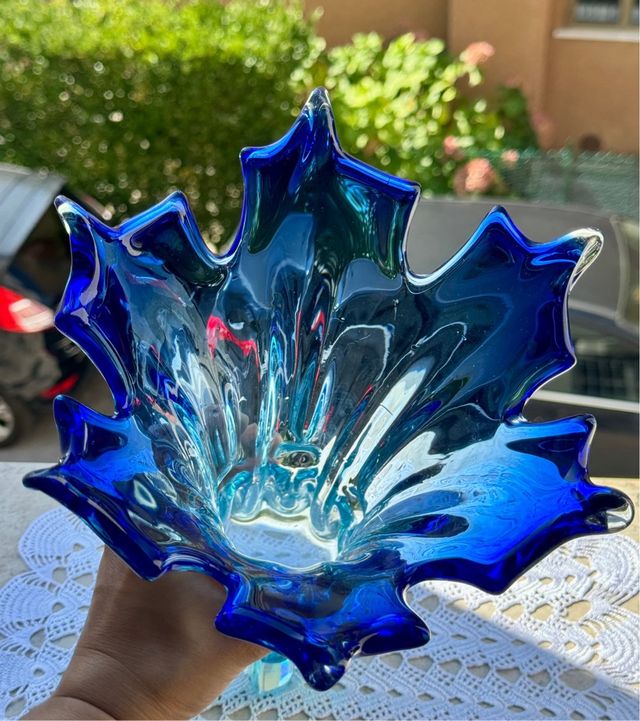 Vaso Murano Vetro Blu/Turchese 26cm