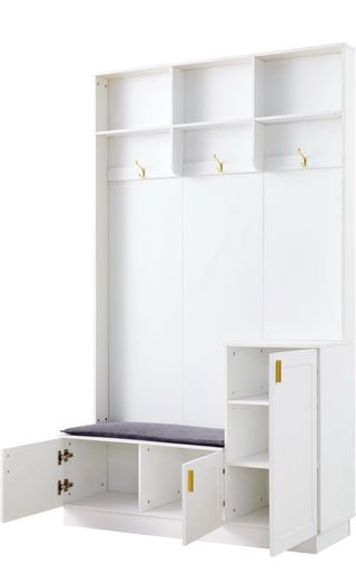 Mueble recibidor blanco y gris