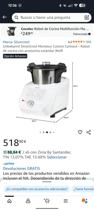 Robot Cocina Lidl Monsieur Cuisine Connect