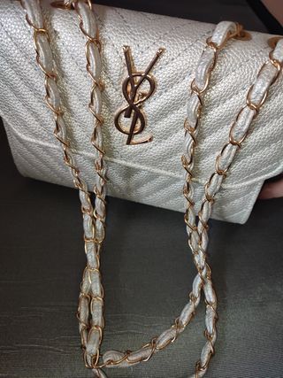 Borsetta argento con catena dorata
