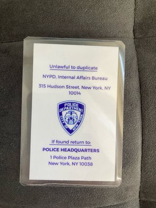 Prop Replica Tesserino Nypd Moe Tilden