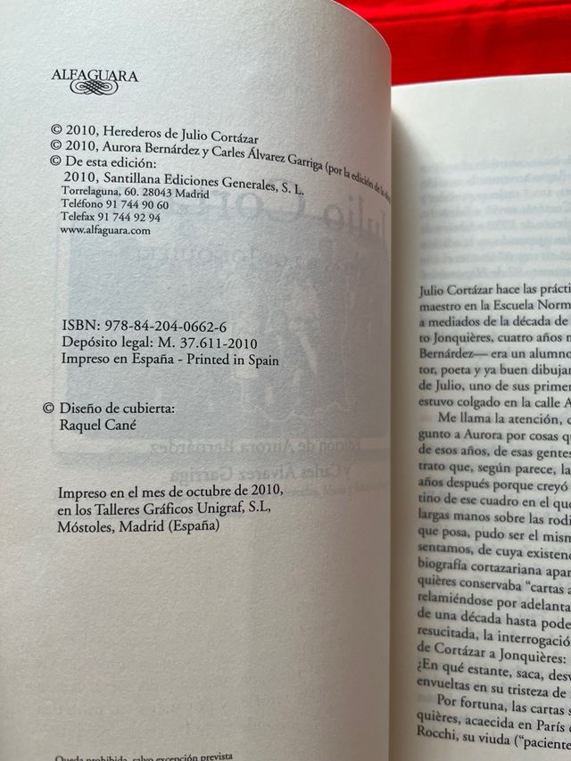 Libro Julio Cortázar - Carta a los Jonquières