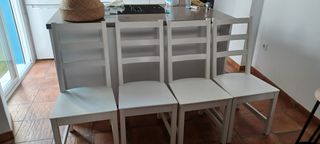 4 Sillas Comedor Madera Blancas