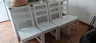 4 Sillas Comedor Madera Blancas