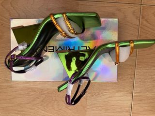 Sandalias ALTRIMENTI Talla 38 Verde y Dorado.