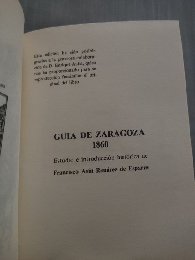 GUÍA DE ZARAGOZA 1860 EDICIÓN FACSÍMIL