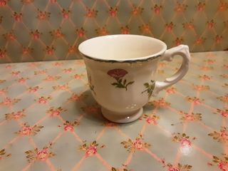 Taza Antigua San Claudio Porcelana Flores