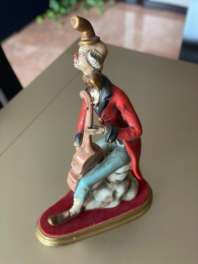 Figura vintage payaso músico con contrabajo – piez