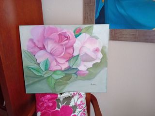 Cuadro de rosas al óleo.
