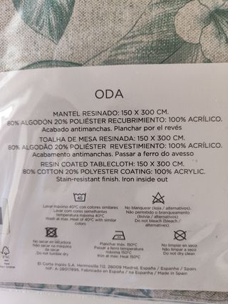 Mantel resinado El Corte Inglés 150x300cm