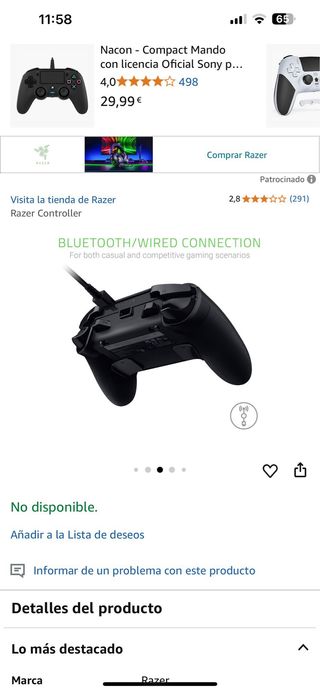 Mando Razer Raiju Tournament Edition Negro