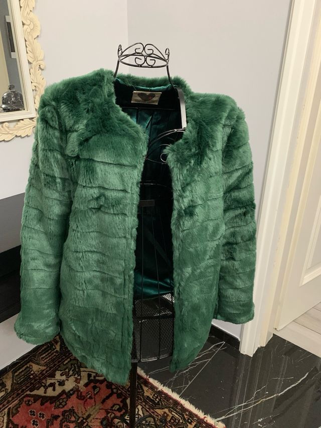 Giacca pelliccia ecologica verde smeraldo
