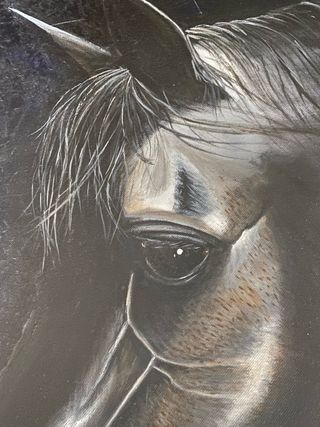 Cuadro óleo caballo lienzo “Black Horse”