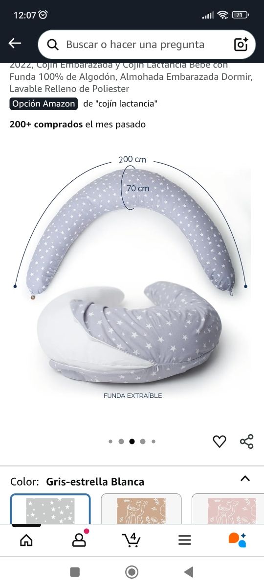 Cuscino da allattamento con stella grigia