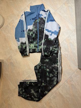 Tuta Adidas Uomo Pixelata Blu/Verde 