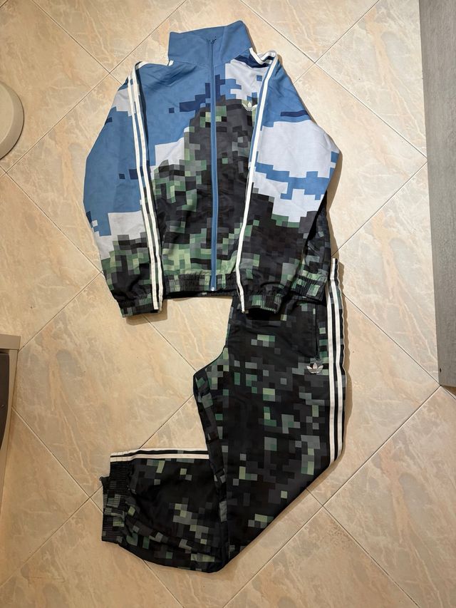 Tuta Adidas Uomo Pixelata Blu/Verde