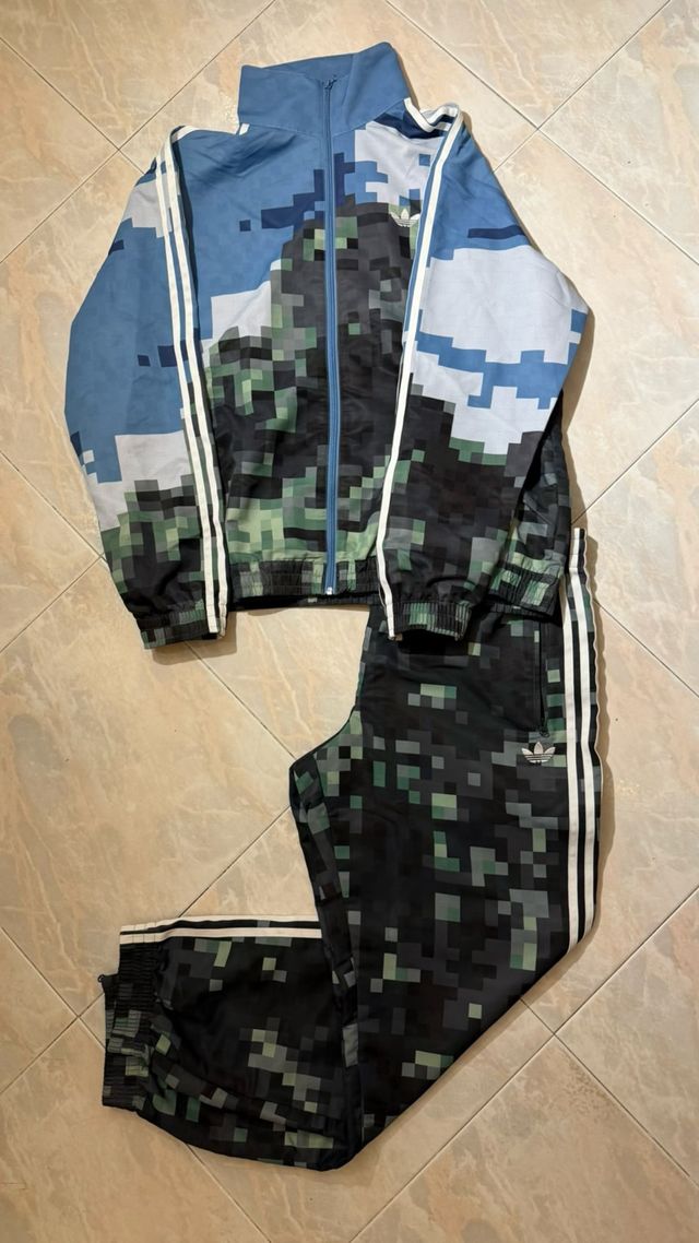 Tuta Adidas Uomo Pixelata Blu/Verde