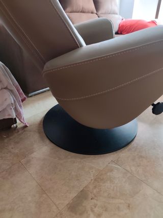 Sillón relax piel beige
