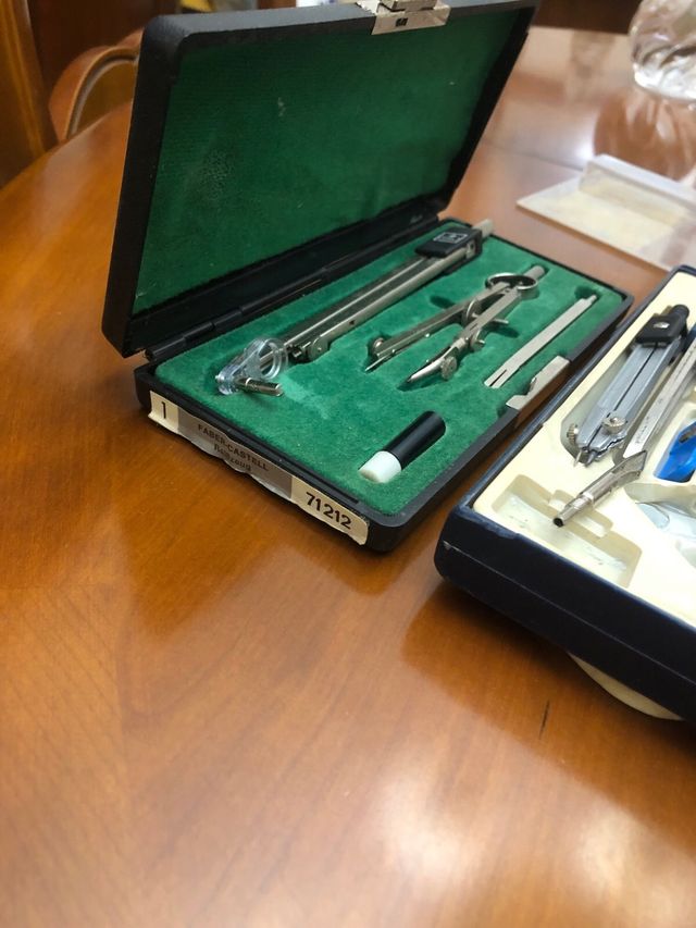 Lote de 6 estuches de compases de dibujo vintage