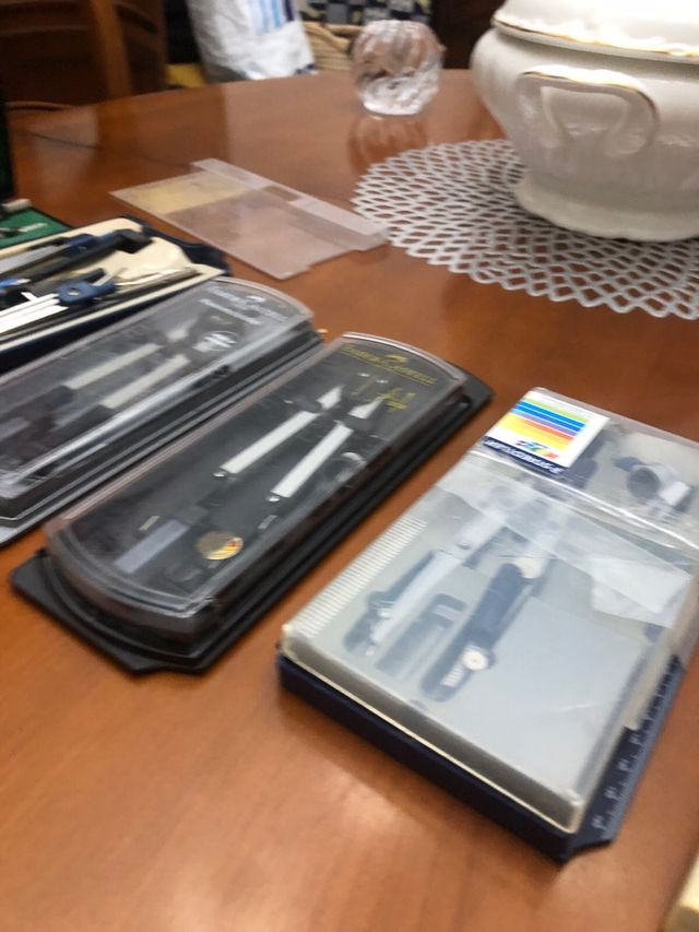 Lote de 6 estuches de compases de dibujo vintage