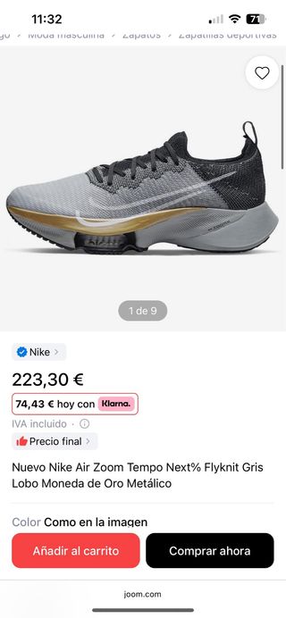 Nike Air Zoom Tempo Next% Oro Gris