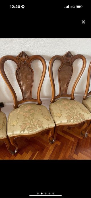 2 Sillas Estilo Inglés Madera y Rattan
