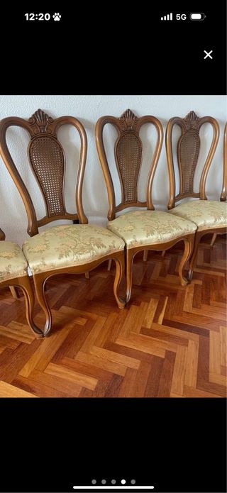 2 Sillas Estilo Inglés Madera y Rattan