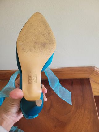 Sandalias tobilleras azul turquesa talla 38