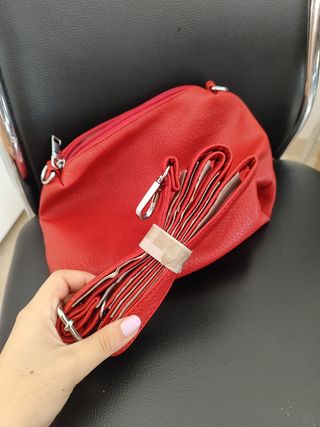 Bolso/neceser de mano vegano rojo