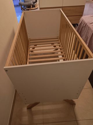 Cuna colecho madera y blanca. 120x60. 
