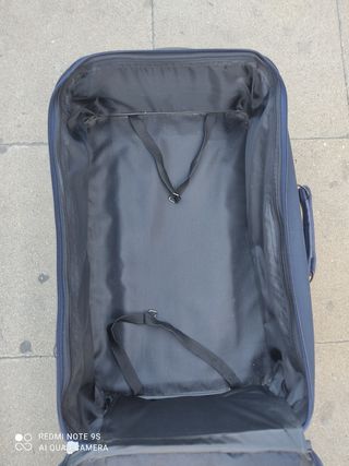 Maleta trolley azul y verde con ruedas
