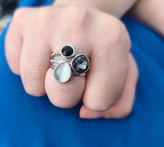 Anillo plata con pedrería