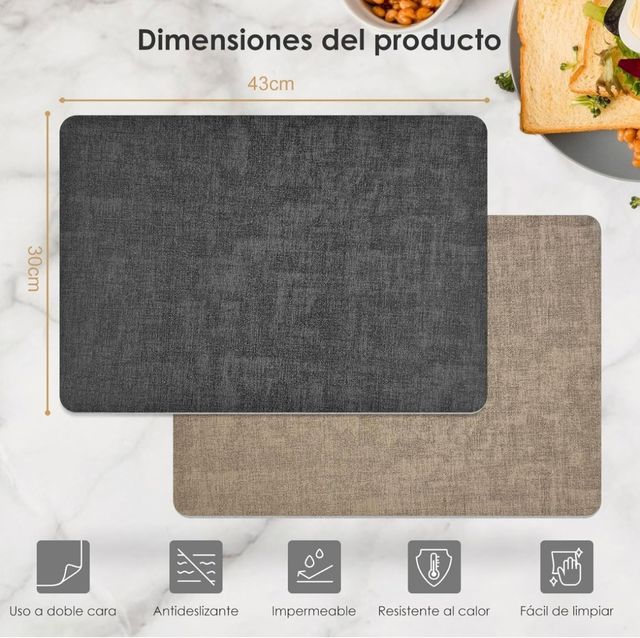 Juego de 6 manteles individuales lavables