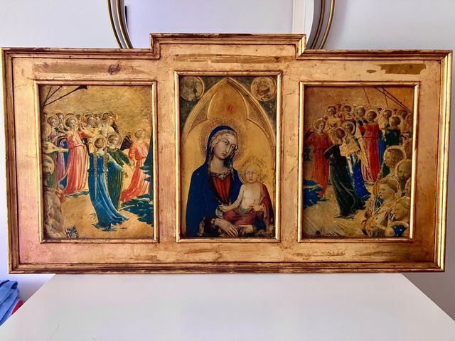 Retablo Madera Virgen Niño Arcángeles