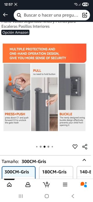 Barrera seguridad extensible 300CM-Gris